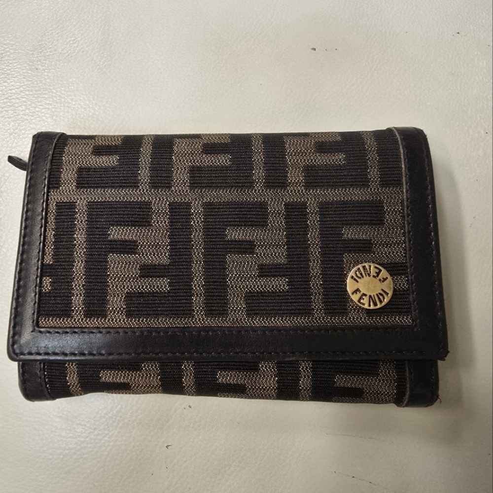 Fendi Black and Brown Logo Wallet